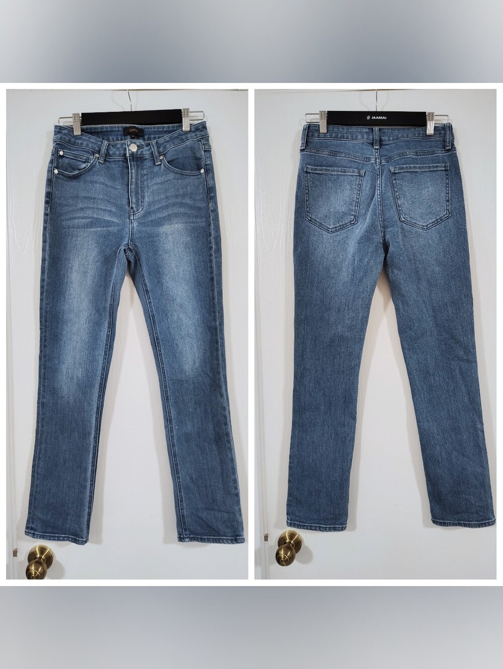 Quince Stretch Mid Rise Slim Straight Jeans Women's 27 Medium Wash Minimalist - Picture 9 of 14